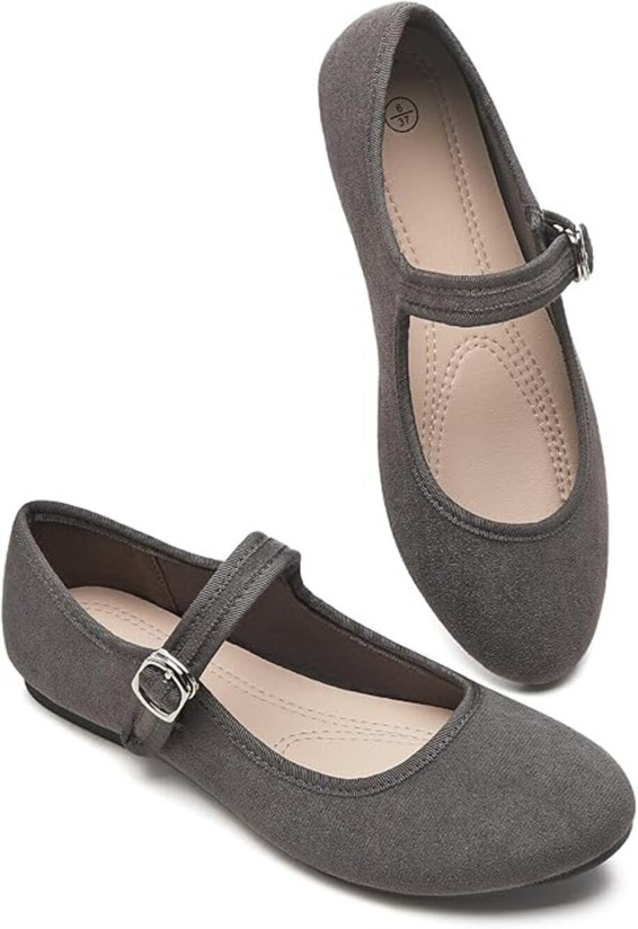NEW*** Gray Mary Jane Flats SIZE 6